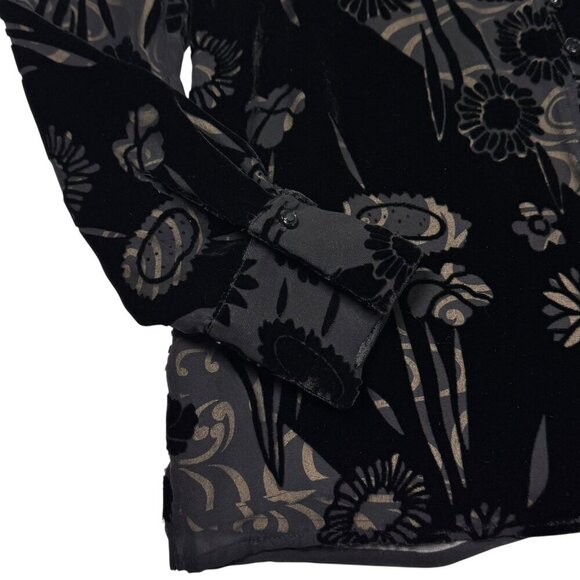 VTG Jones New York Burnout Velvet Blouse Top Sz.S Black Whimsigoth Gothic Witch - Picture 9 of 12